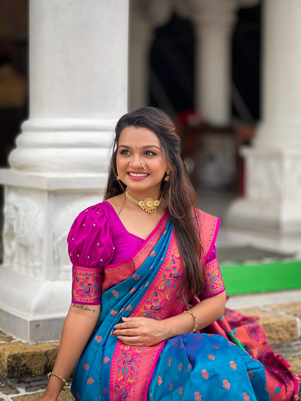 blue silk saree​