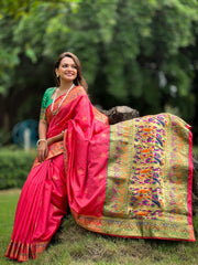 Luxury Pink Silk Saree with Beautiful Zari and Meenakari Work – Shop Today