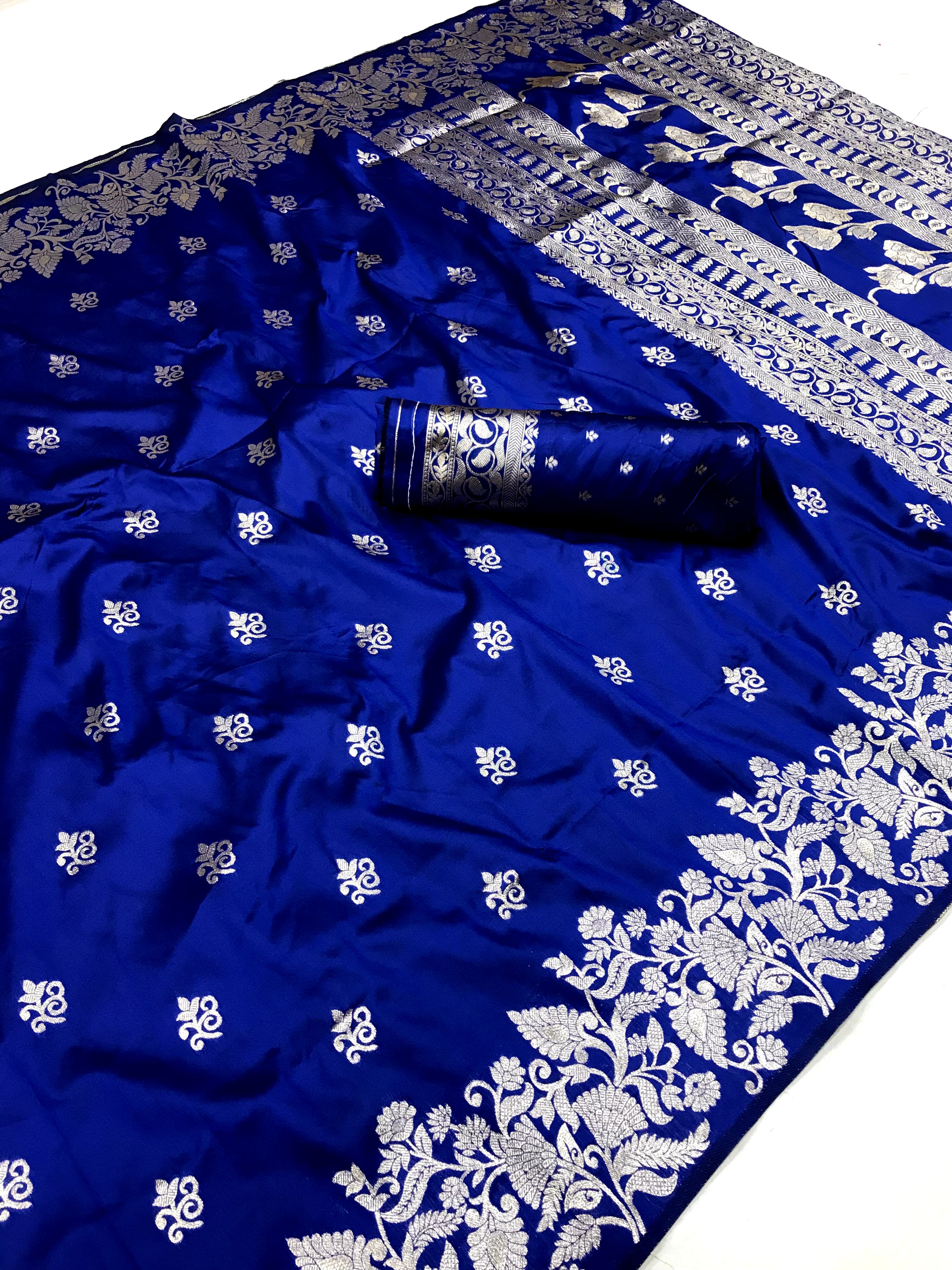 royal blue banarasi saree