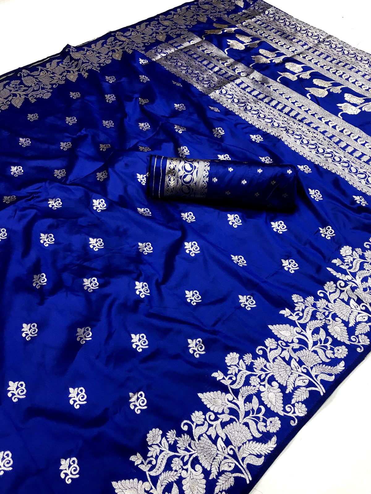 royal blue banarasi saree