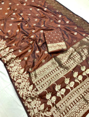 Brown Banarasi Saree | Soft Silk Elegance | Chameli Edition