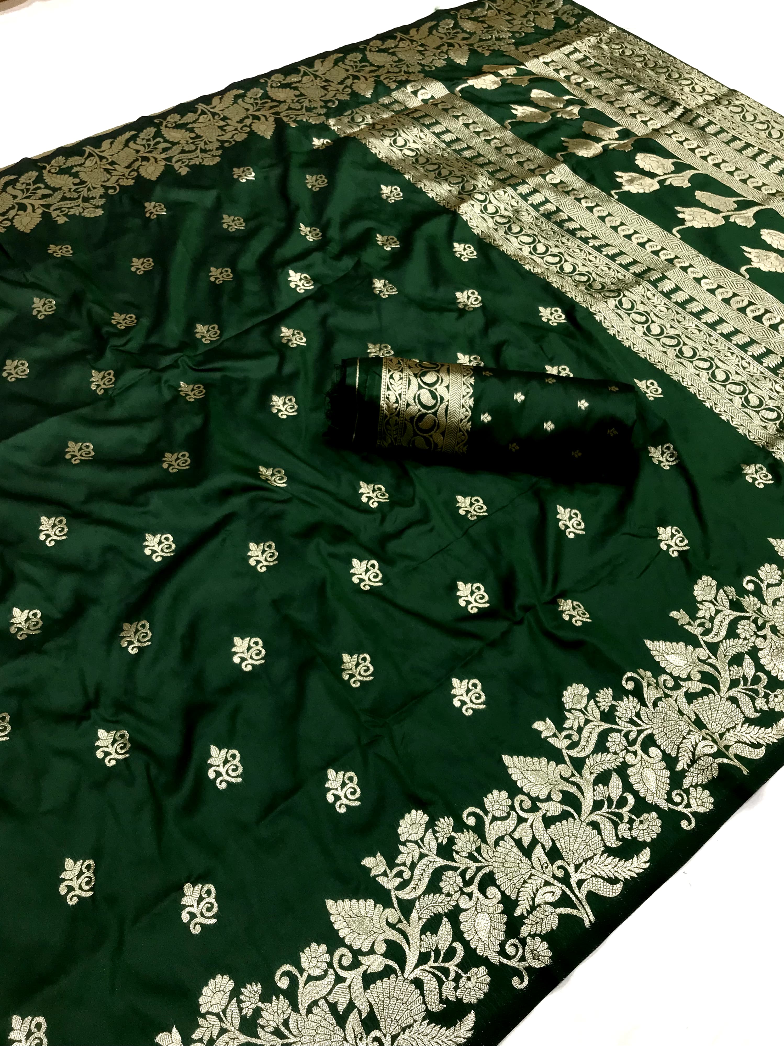 green banarasi saree