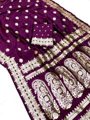 purple banarasi saree