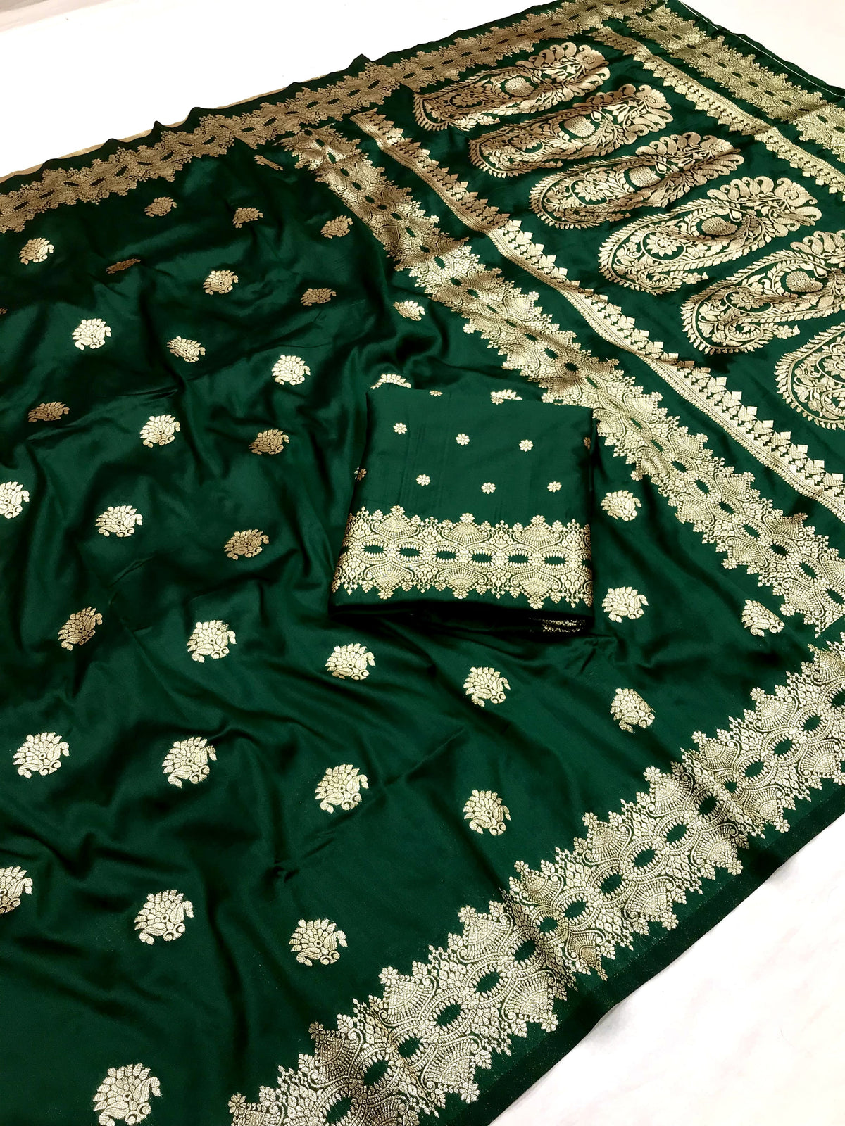 green banarasi saree