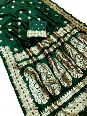 Prettiest Dark Green Banarasi Silk Saree