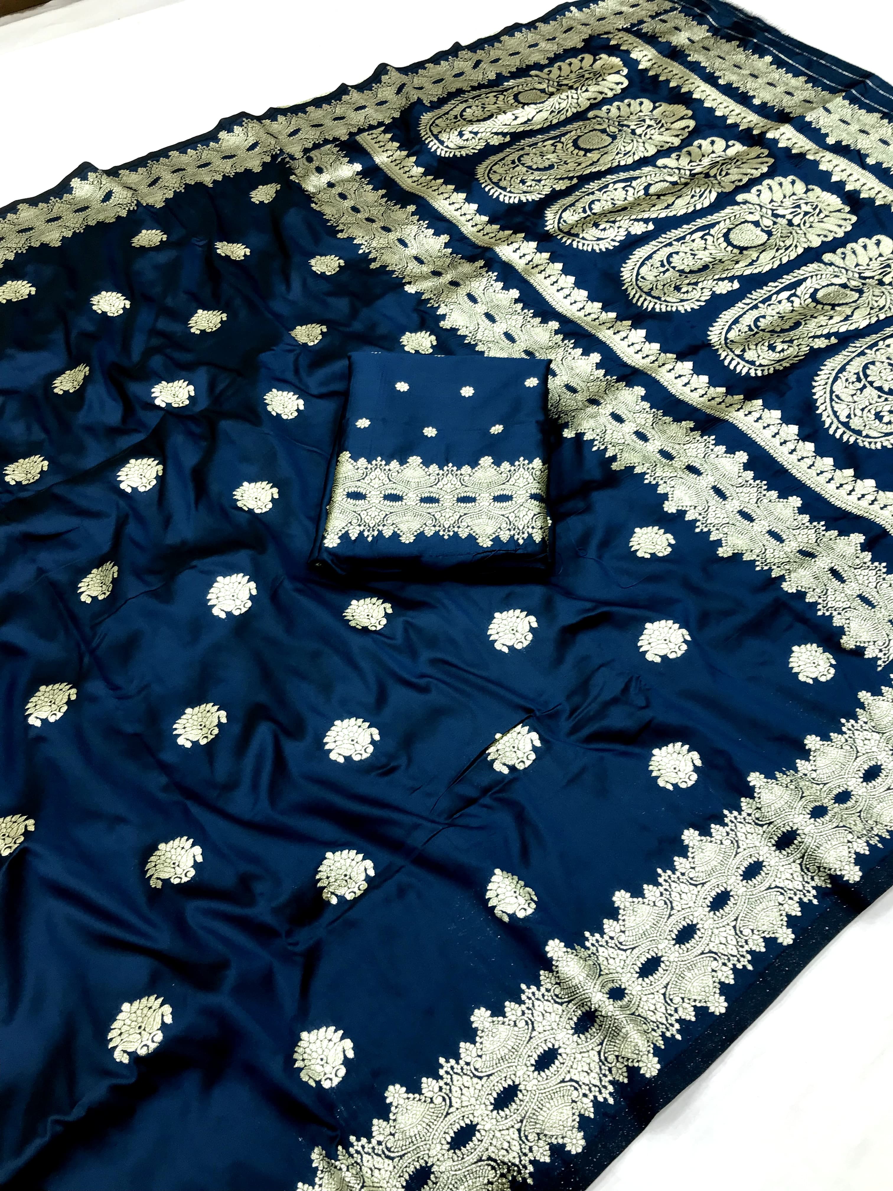 blue banarasi saree