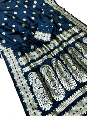 Luxuriant Blue Soft Banarasi Silk Saree