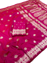 pink banarasi saree