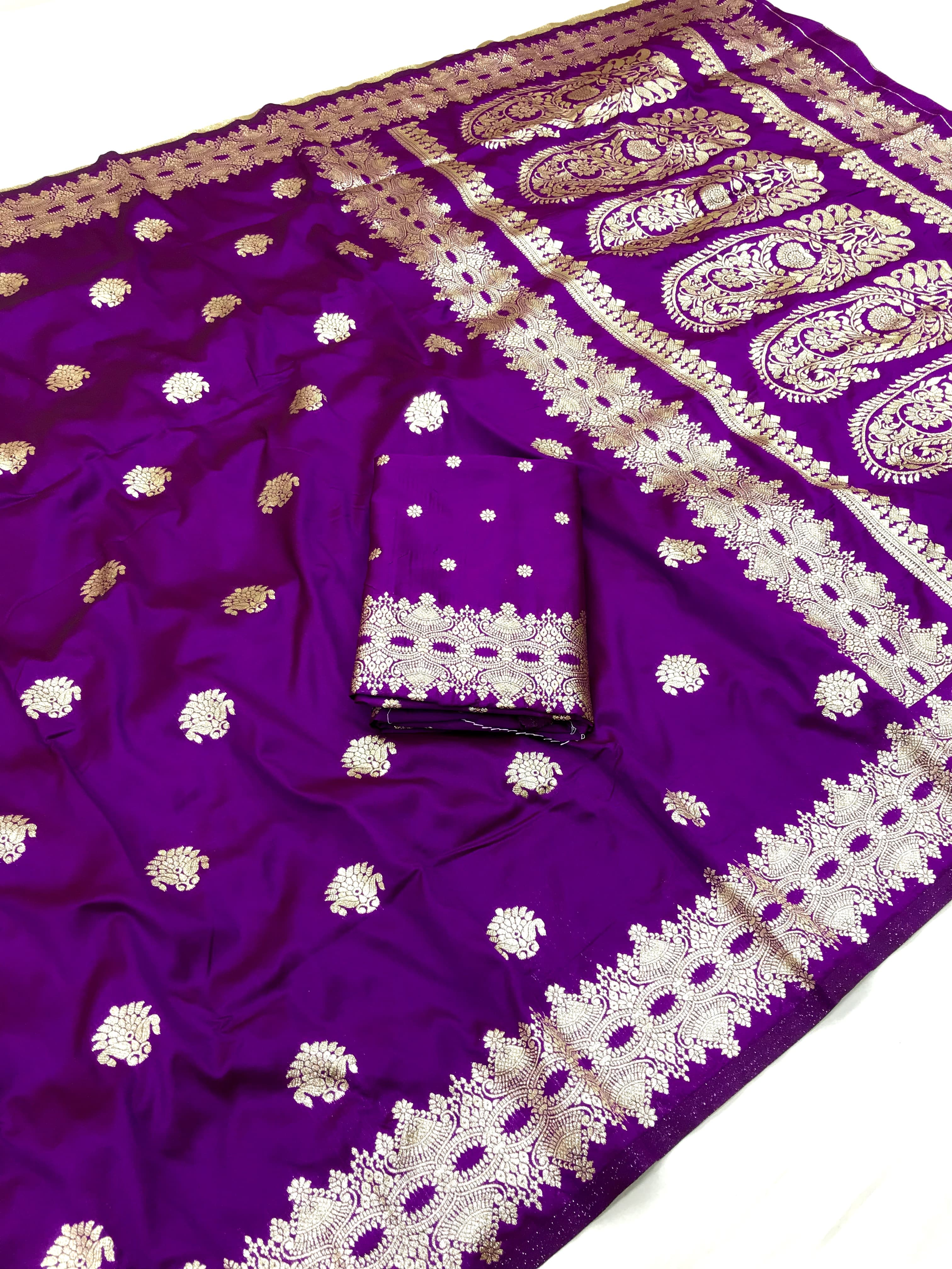 purple banarasi saree