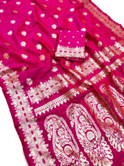 Outstanding Dark Pink soft banarasi silk saree