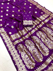 Tremendous Purple Soft Banarasi Silk Saree