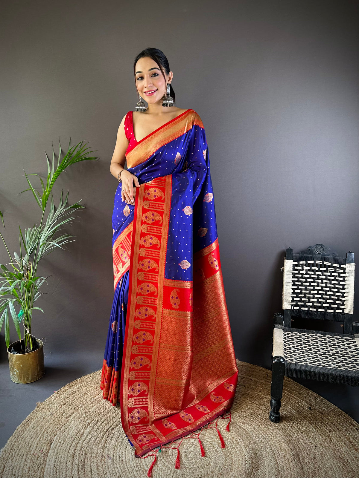 royal blue saree