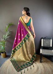 Elegant Magenta Silk Saree with Traditional Zari Work – Perfect for Weddings & Occasions