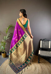 Purple Banarasi Saree with Exquisite Zari Work – Perfect for Weddings & Festive Occasions