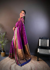 Stunning Purple Banarasi Silk Saree with Rich Pallu