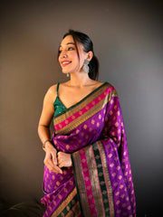 Stunning Purple Banarasi Silk Saree with Rich Pallu