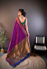 Stunning Purple Banarasi Silk Saree with Rich Pallu