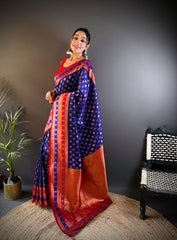 Royal blue banarasi saree – Gold & Silver Zari