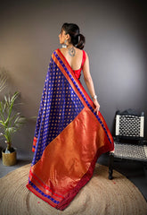 Royal blue banarasi saree – Gold & Silver Zari