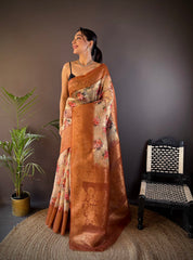 Graceful Cream Base Banarasi Saree – Perfect for Festive Occasions