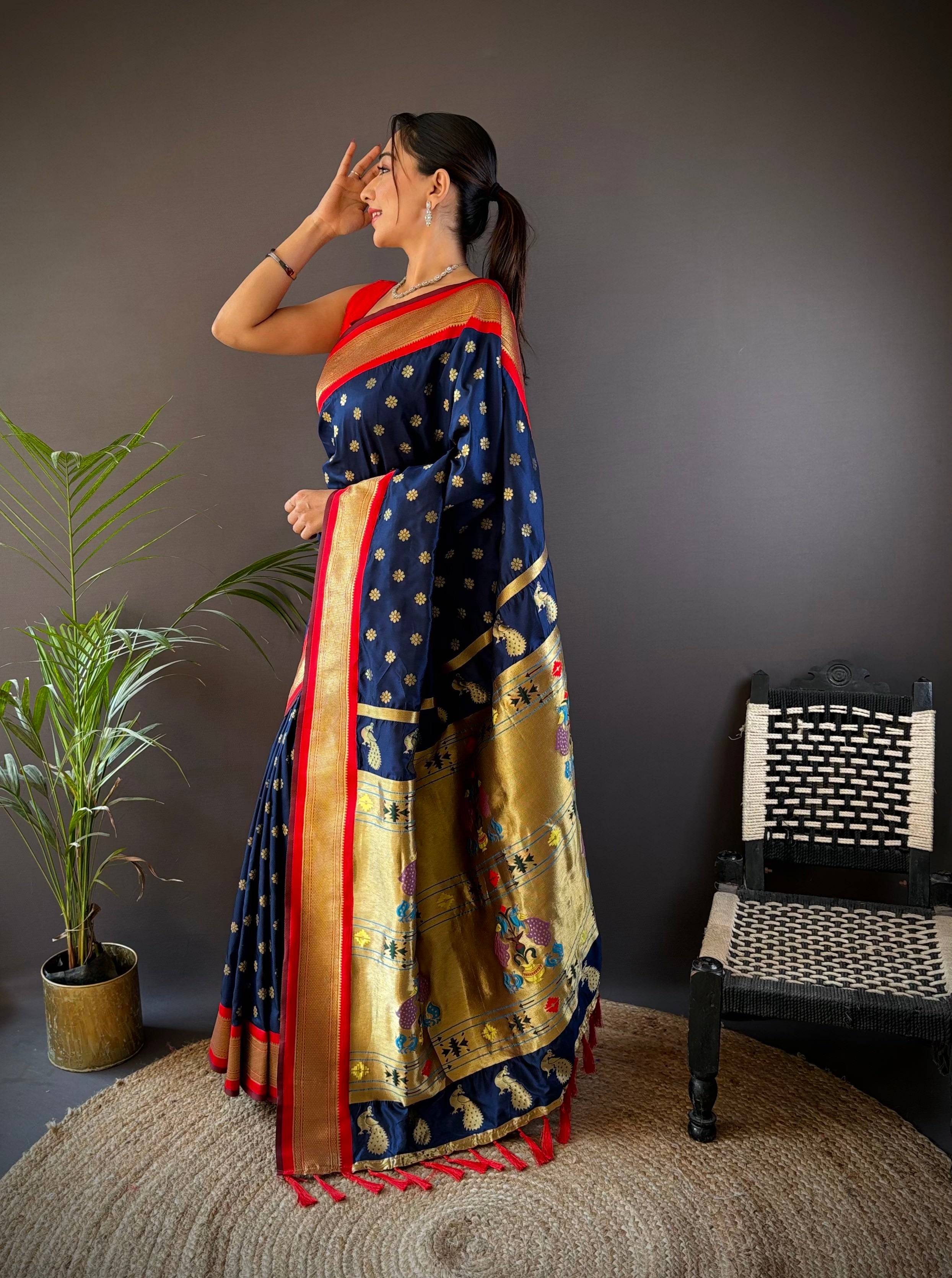 blue kanjivaram saree

