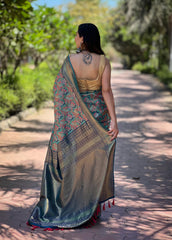 Exquisite Firozi Soft Banarasi Silk Saree – A Touch of Royalty