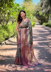 Elegant Beige Soft Banarasi Silk Saree – A Timeless Classic