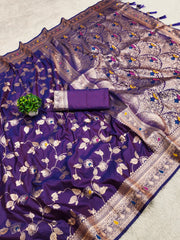 Purple Banarasi saree