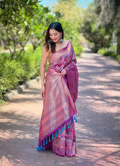 Intricate Pink soft Banarasi Silk Saree – Timeless Elegance