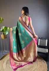 Exquisite Green Banarasi Saree with Rich Zari Detailing – Unveil True Elegance