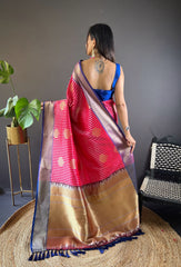 Exquisite Dark Pink Banarasi Saree with Intricate Zari Embroidery – A Timeless Tradition