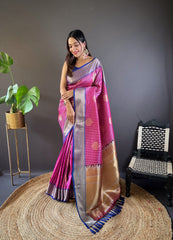 pink banarasi saree