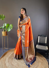 orange banarasi saree