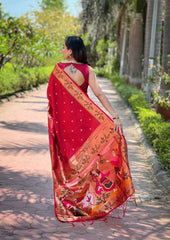 Radiant Red: Exquisite Kanjivaram Silk Saree for Timeless Elegance