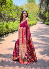 Majestic Maroon: Luxurious Kanjivaram Silk Saree for Special Occasions