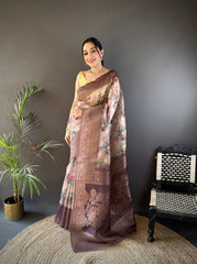 Elegant Beige Banarasi Saree | Traditional Design for Special Occasions