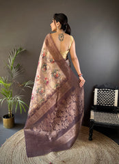 Elegant Beige Banarasi Saree | Traditional Design for Special Occasions