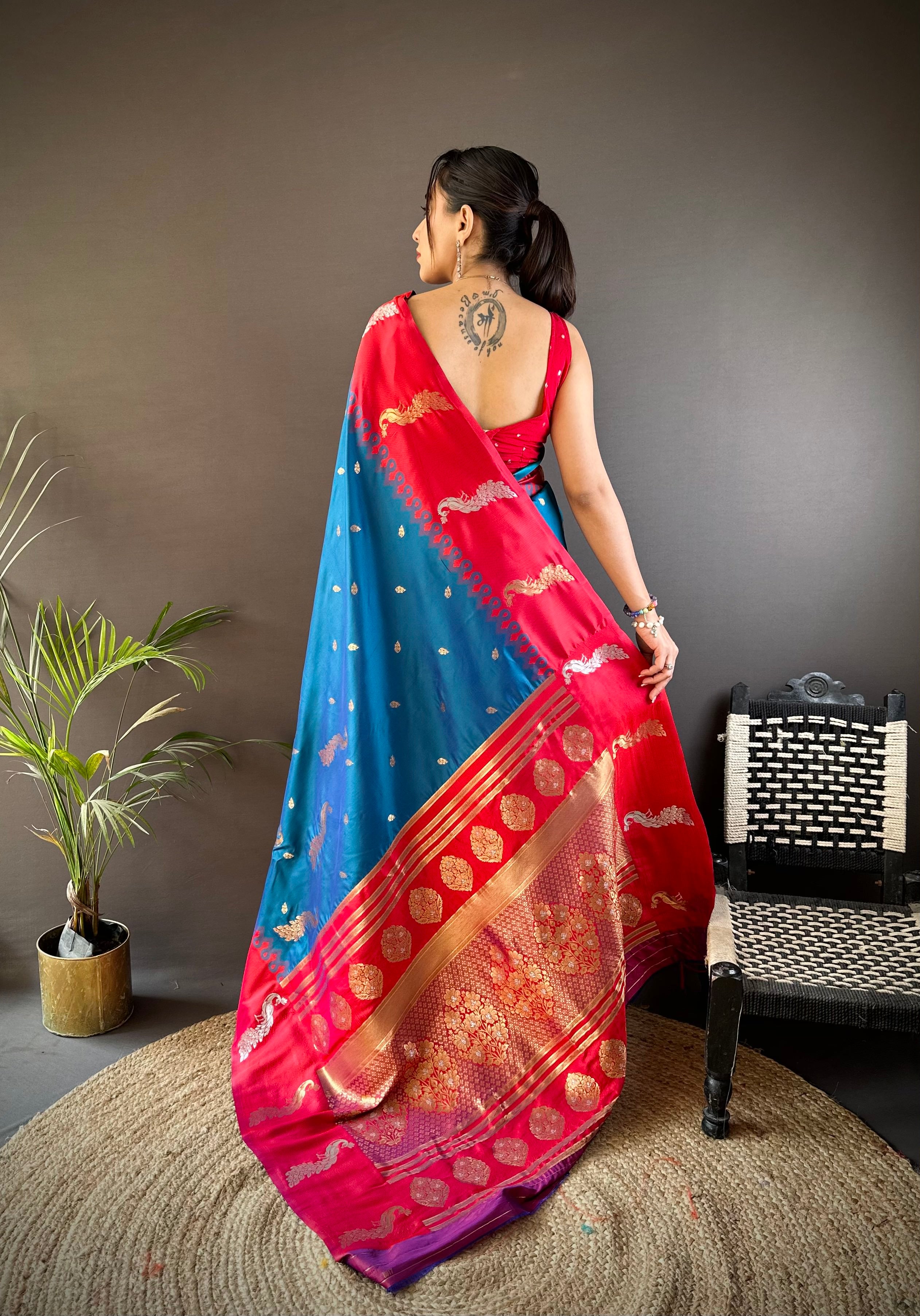 blue banarasi saree