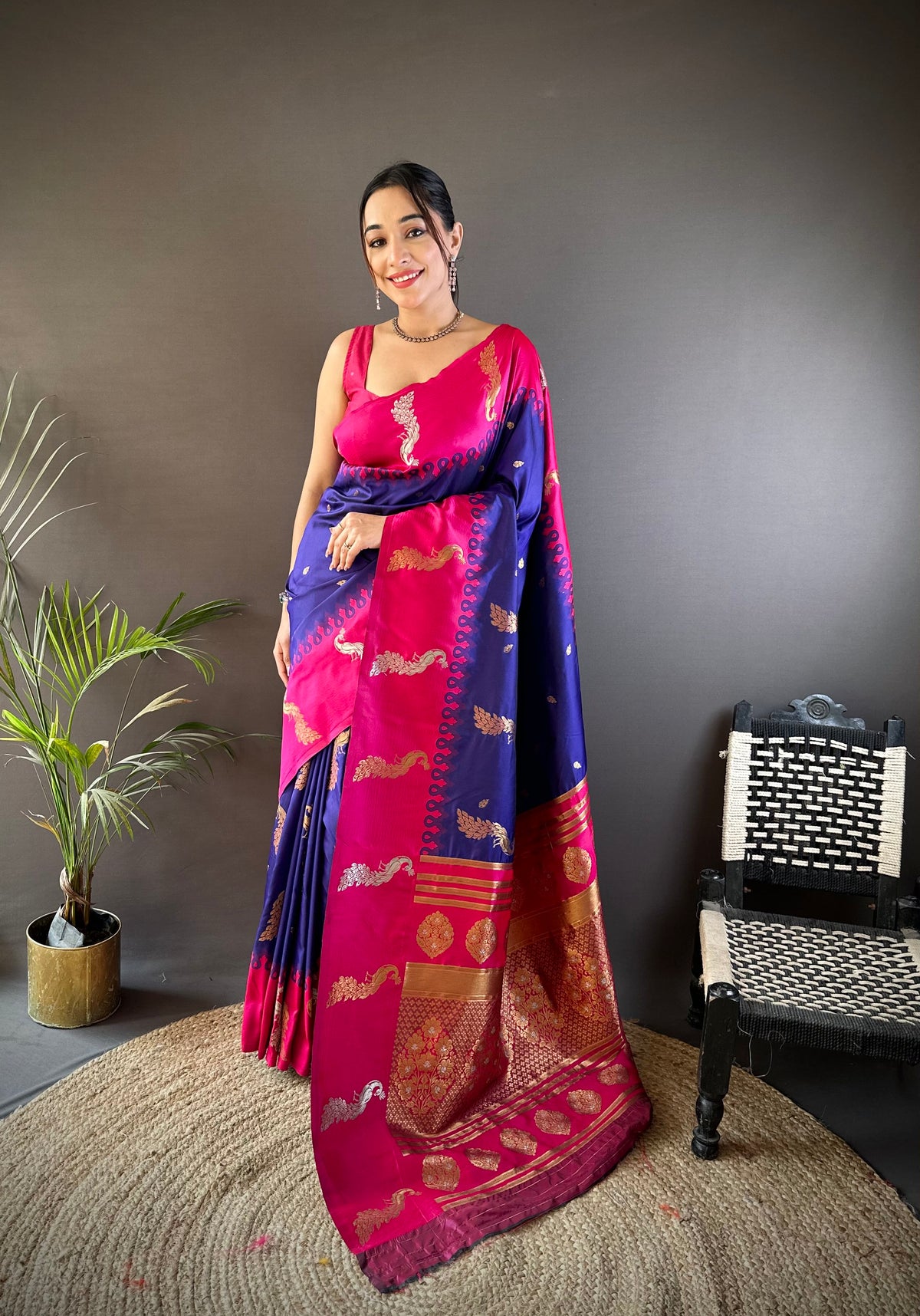 blue banarasi saree