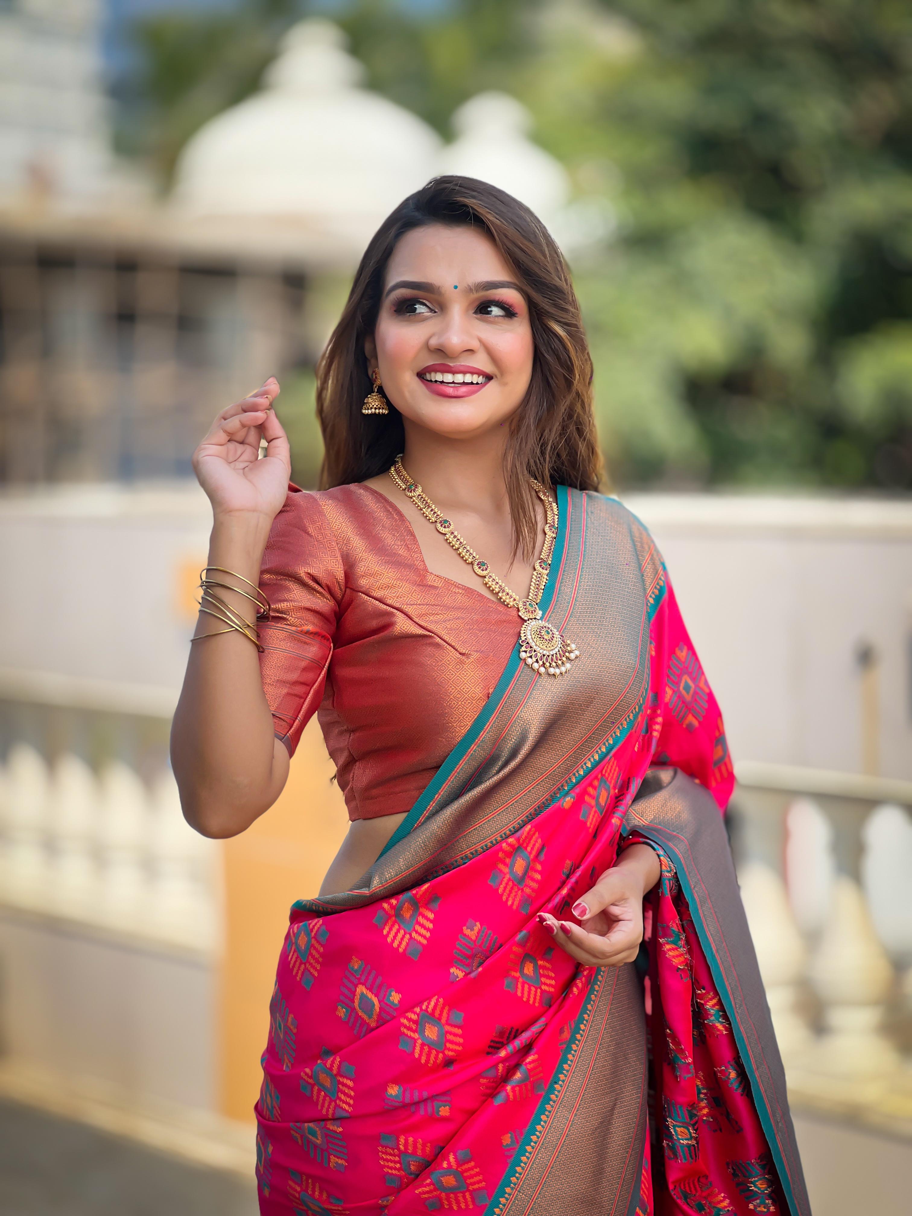 pink silk saree