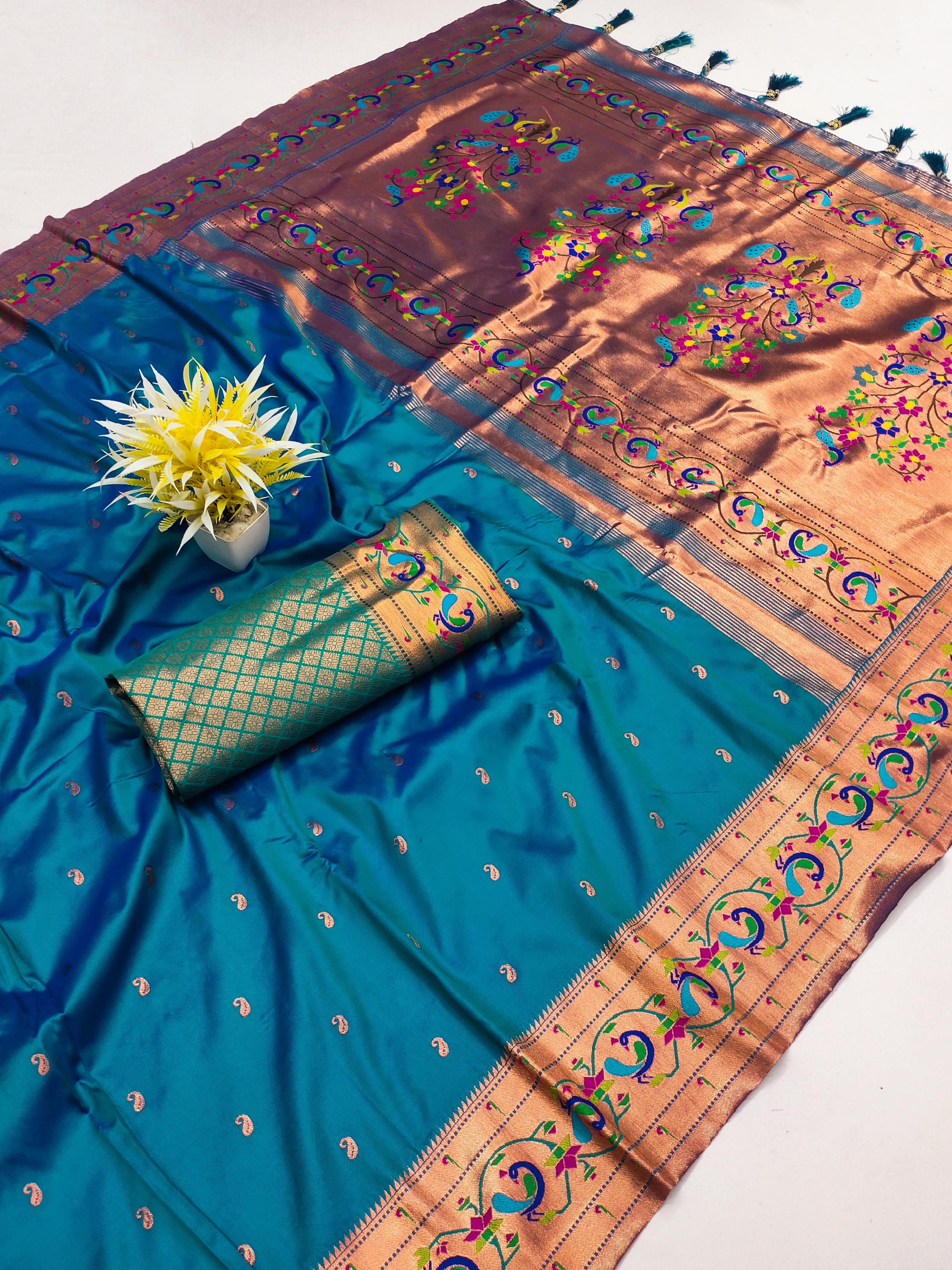 blue silk saree