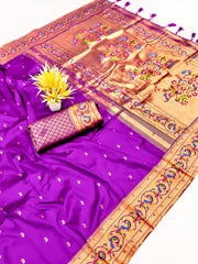 purple silk saree