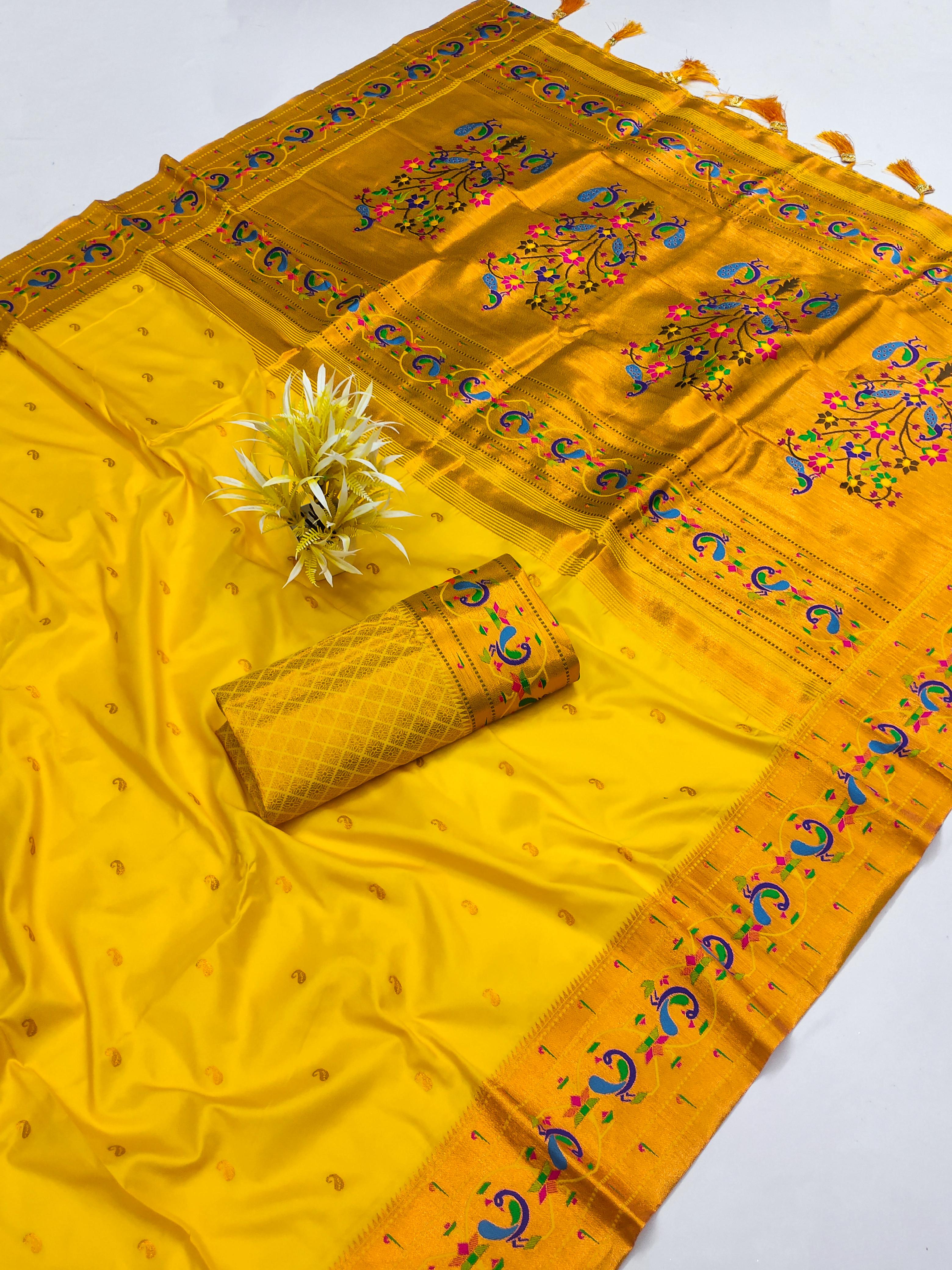 golden colour silk saree