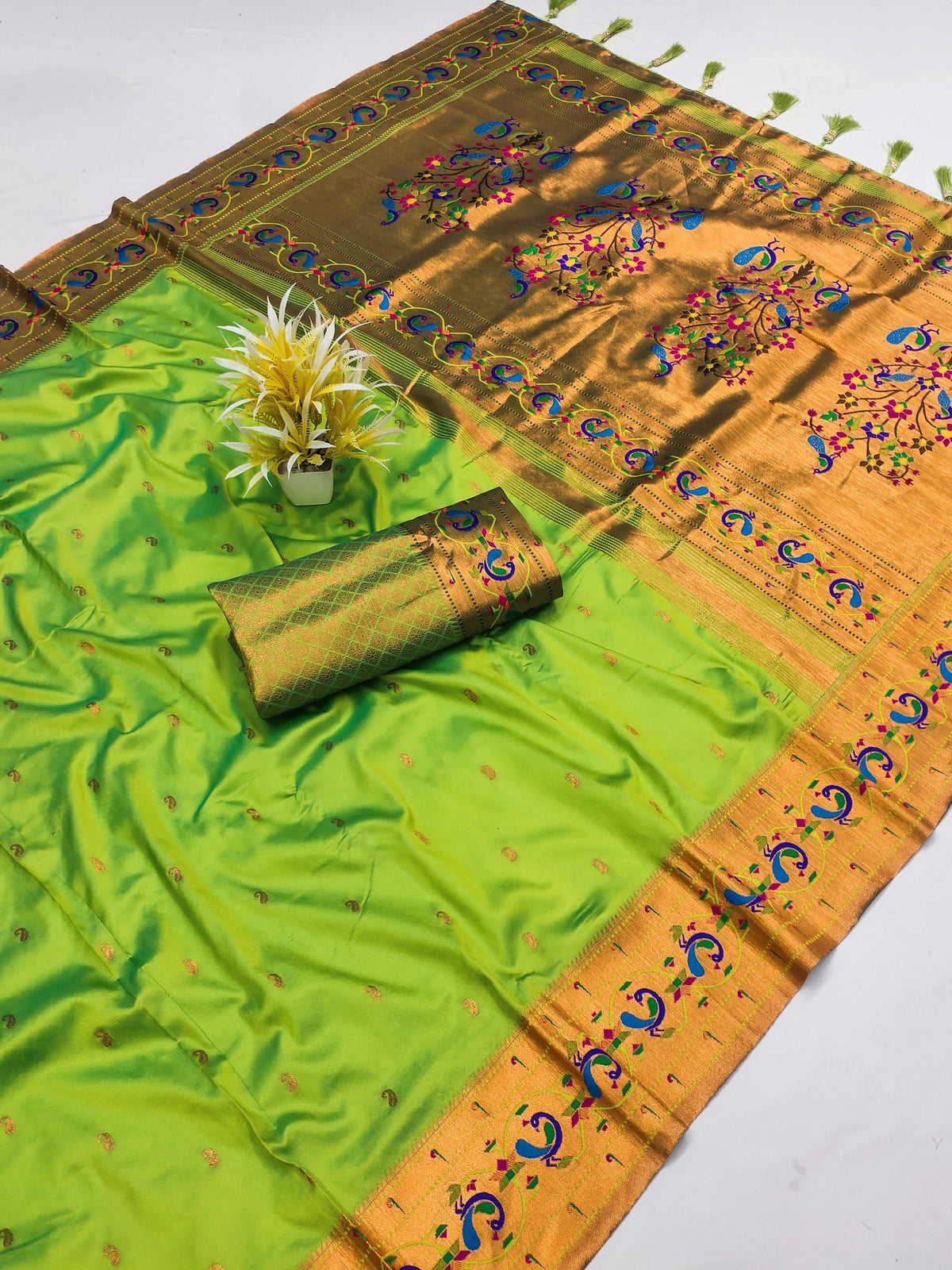 light green silk saree