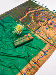 dark green silk saree​