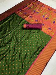 Elegant Bottle Green Silk Saree – Perfect for Weddings & Grand Celebrations