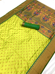 Classic Parrot Green Silk Saree – A Timeless Statement of Tradition