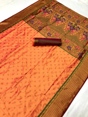 Elegant Orange Silk Saree – Perfect for Weddings & Festive Occasions