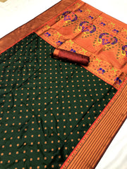 Classic Rama Green Silk Saree – A Timeless Statement of Festive Fashion