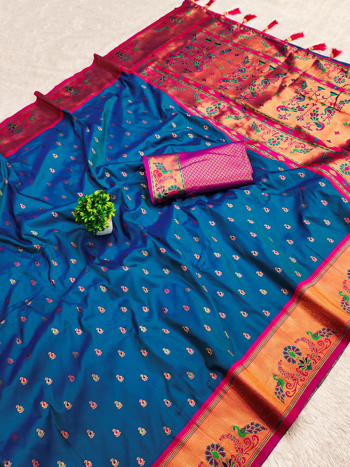 blue silk saree​